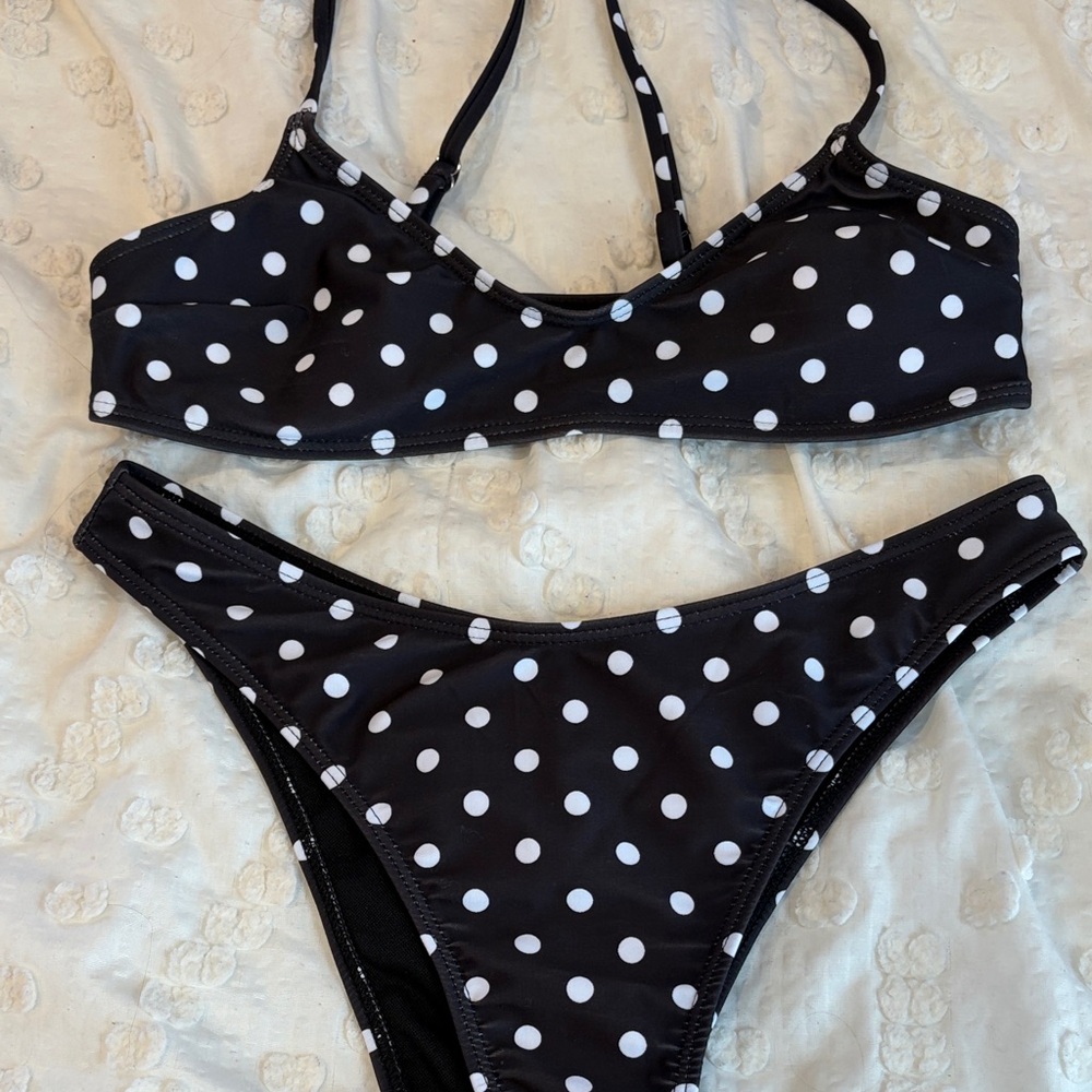Black & White Polka Dot Bikini Set